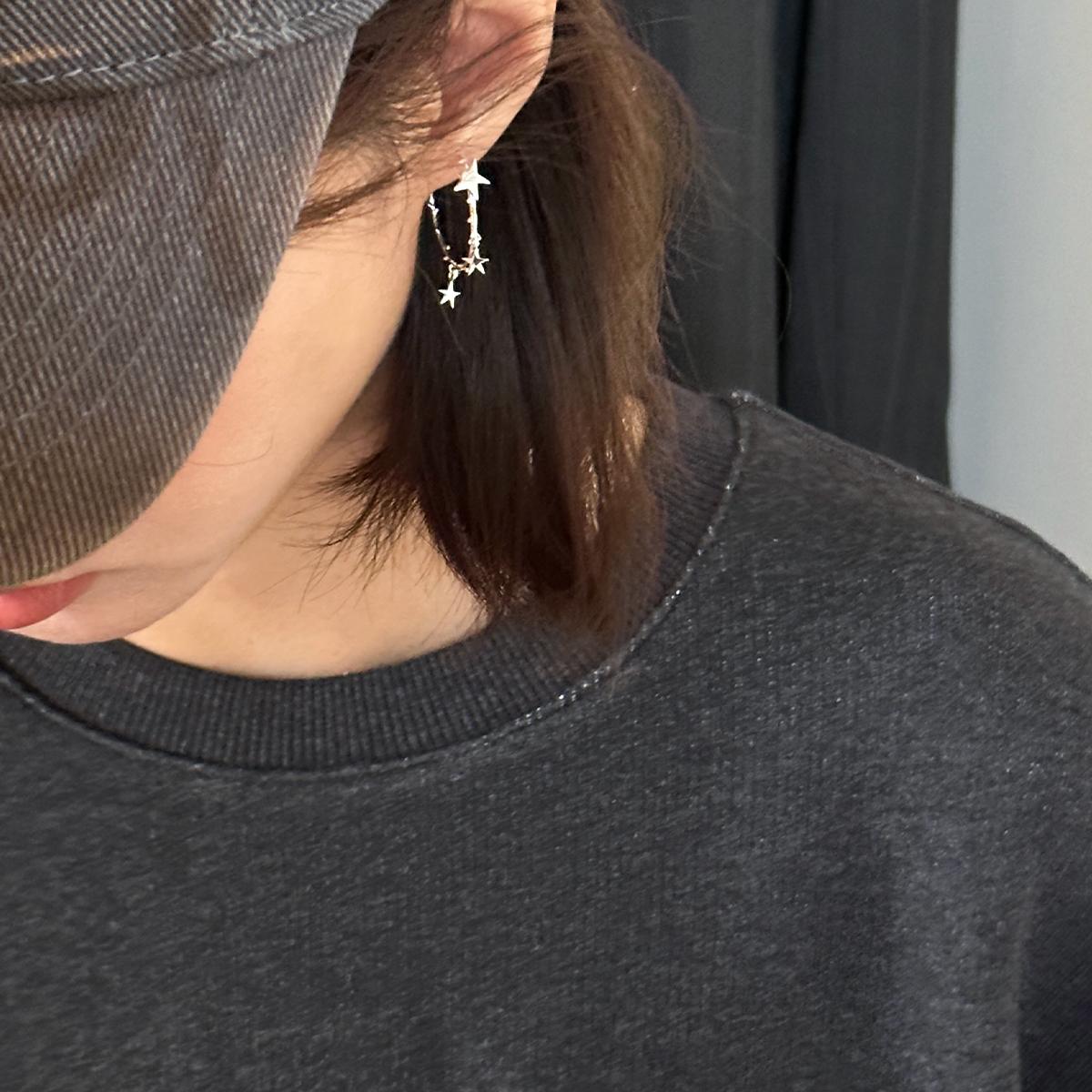 C廠-星星大耳圈女小眾設計感高級新爆圓耳環耳銀針耳釘耳飾「EH-3269」25.09-1