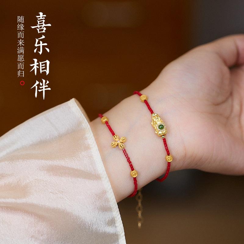 AS廠-2025蛇年金剛杵手鍊女新中式國風高顏值手繩紅色本命年琉璃手鍊「L0010001」25.03-3