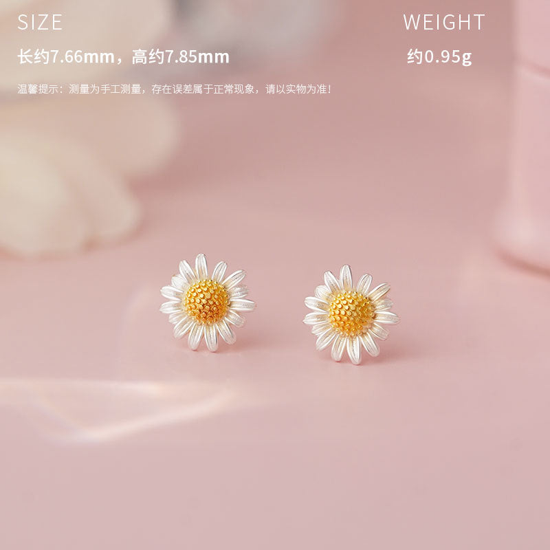 D廠-S999足銀文藝菊花耳環菊花手鍊菊花項鍊清新優雅精緻韓風首飾「YC0371N_2 YC4657SL_1 YC6406E_1」25.09-3