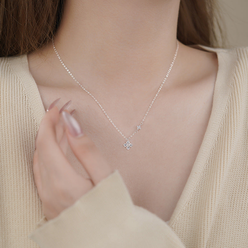 D廠-S999足銀輕奢四芒星項鍊女小眾2025新款高級簡約氣質鎖骨鏈