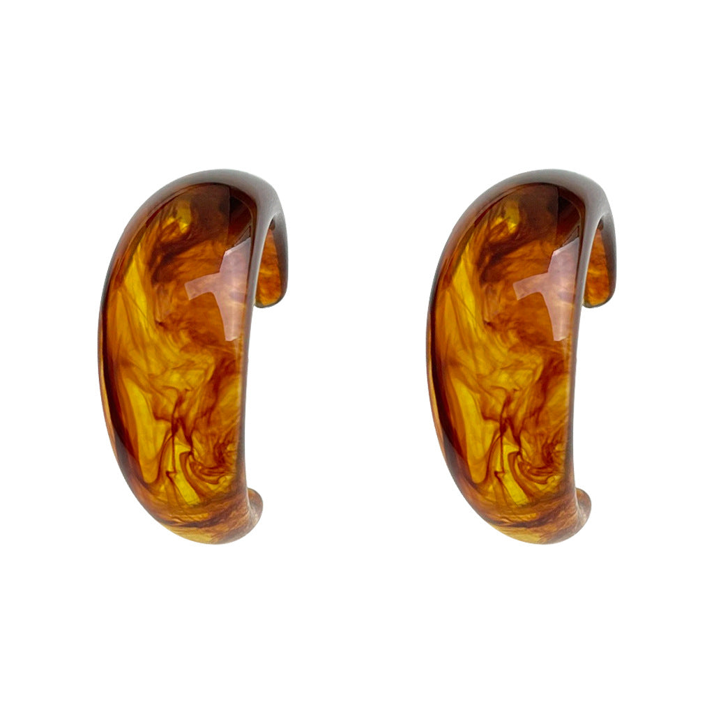 A廠-爆款~娜娜同款琥珀大圓圈耳環女2025新款美拉德色系高級感耳環耳飾「7004」25.11-1