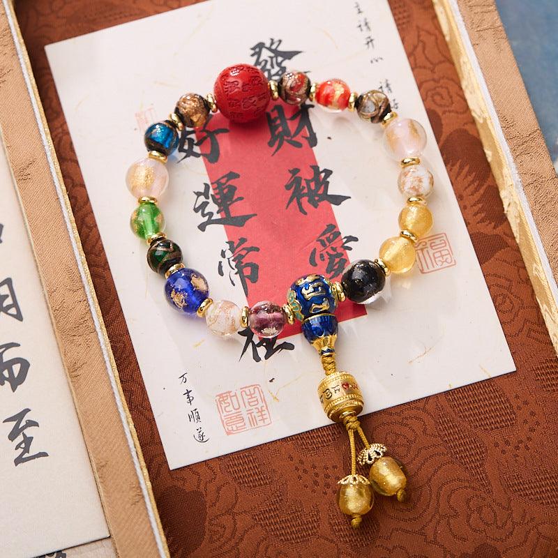 AS廠-2025蛇年寺廟香灰琉璃香灰瓷手鍊金箔琉璃手鍊百財朱砂送禮男女款「LL0810074」25.03-2