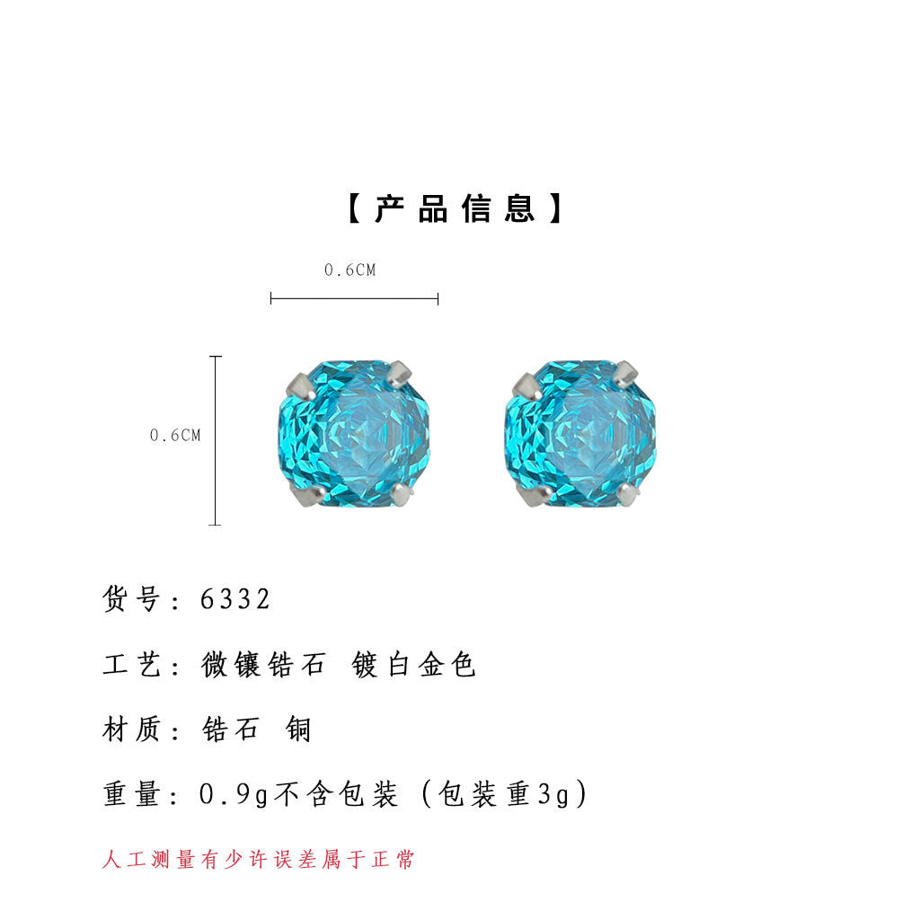 A廠-八邊千禧玫瑰切鋯石925通體銀個性輕奢高級感耳環簡約百搭耳飾「6332-6335」25.07-1
