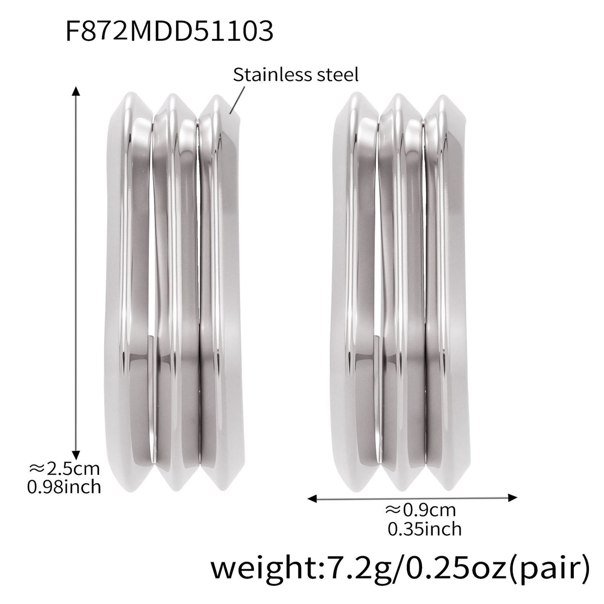 B廠-ins風小眾設計三層愛心形耳環不鏽鋼18k鍍金耳釘不掉色耳飾「F753」25.11-1