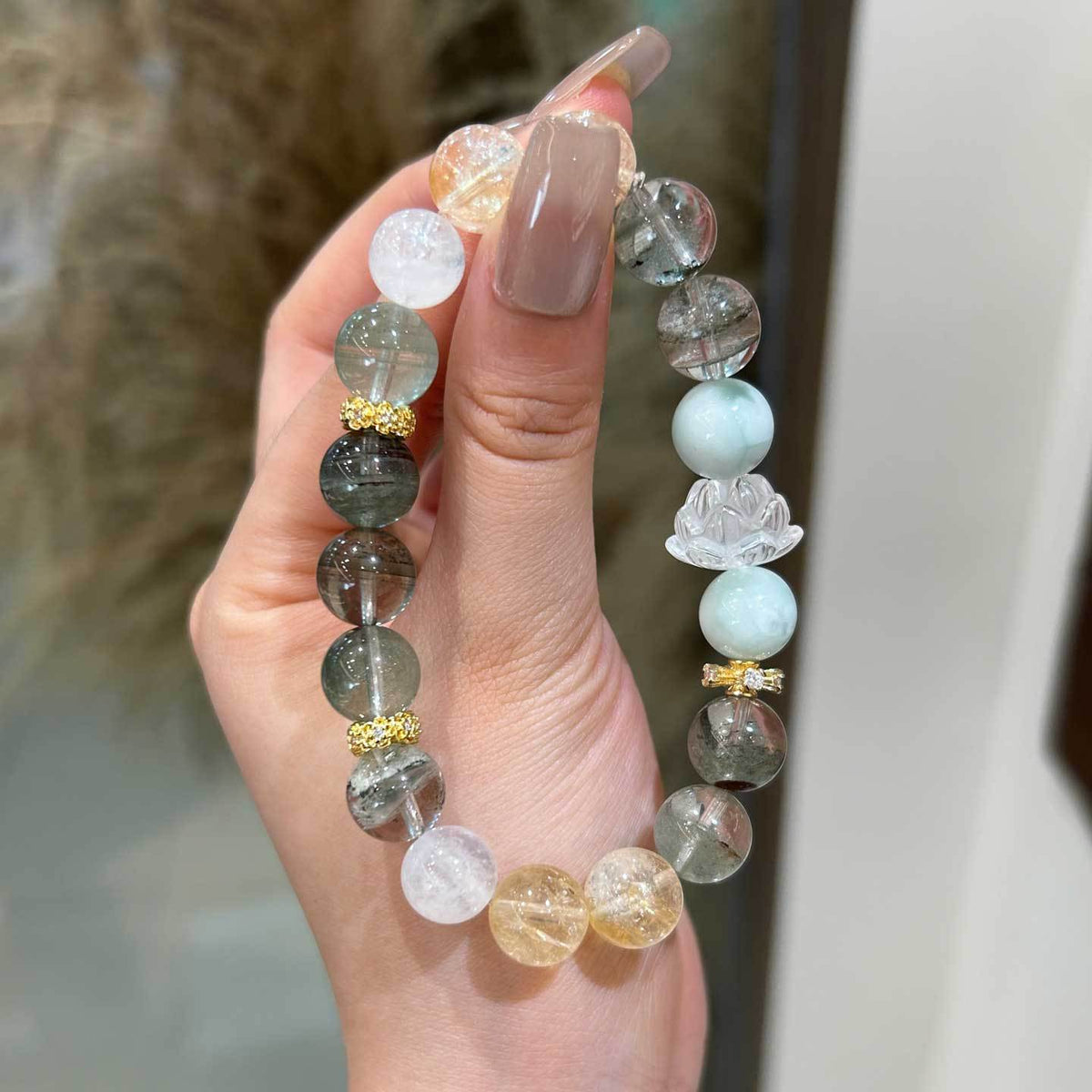 AS廠-珠寶天然水晶綠幽靈綠紋石黃水晶藍月光設計原創送禮批發款「21526」25.09-1