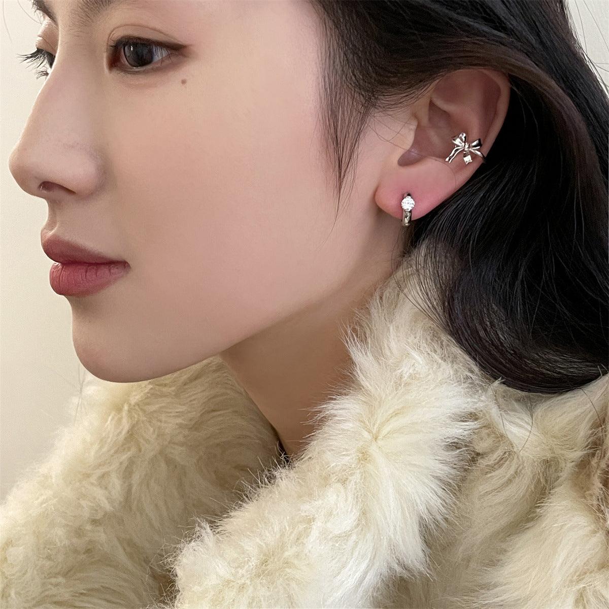 C廠-清新甜美ins風蝴蝶結耳夾女小眾設計感百搭日常耳骨夾精緻耳飾「EH-3429」25.03-3