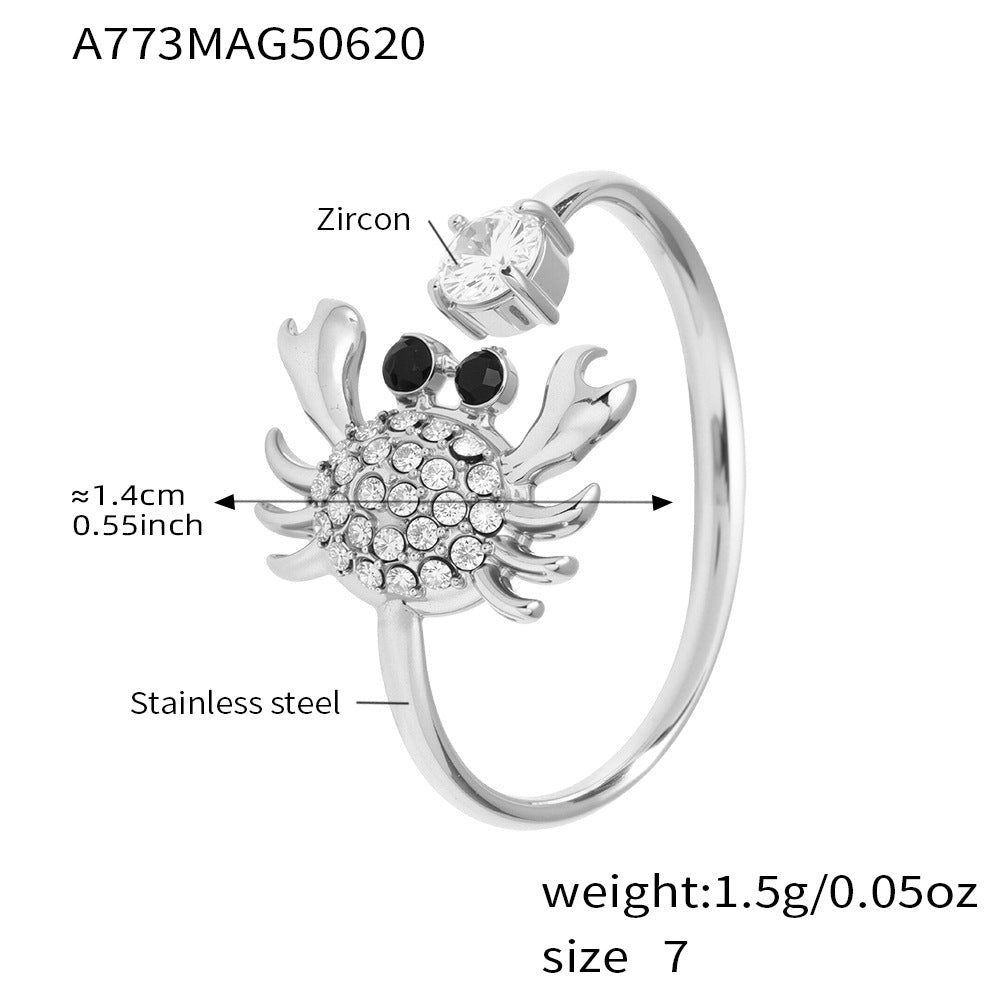 B廠-不鏽鋼5A鋯石開口戒指不掉色小眾設計感指環ring歐美風飾品「A768」25.06-4