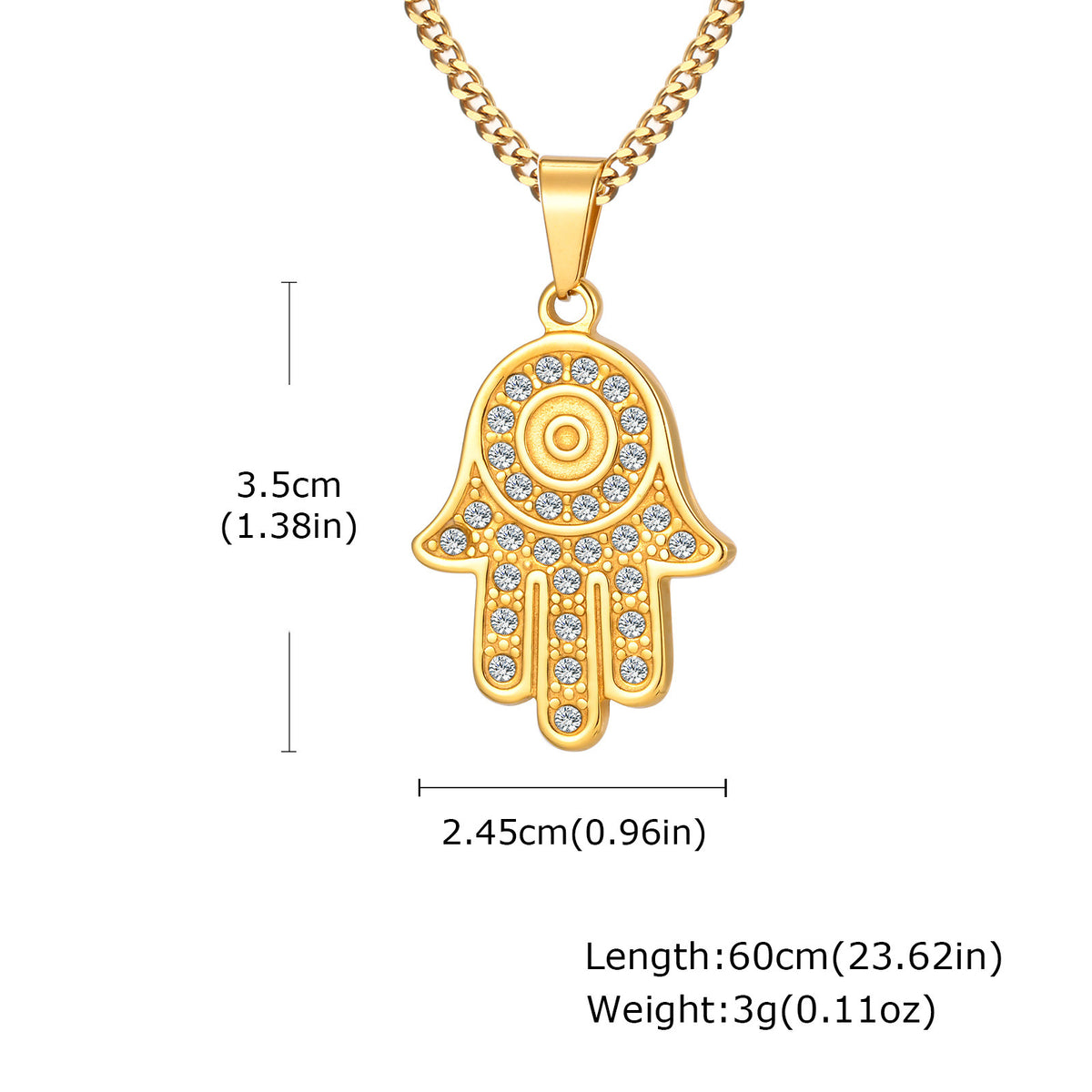 G廠-不鏽鋼個性化符號法蒂瑪之手鋯石日常百搭吊墜「PN-2264」25.11-2