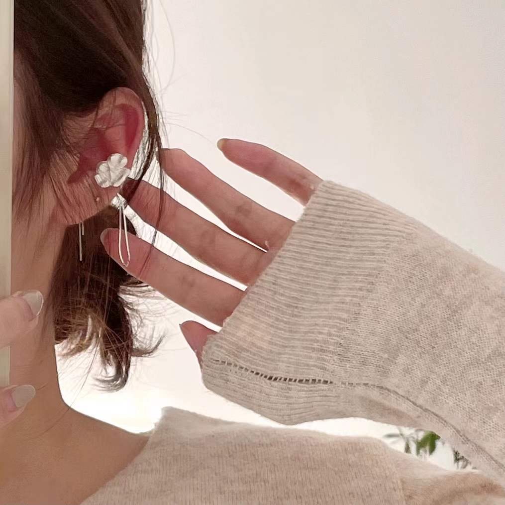 F廠-韓國韓版簡約S925純銀花朵耳夾女ins無耳洞破損簡約耳夾「C869」25.12-1