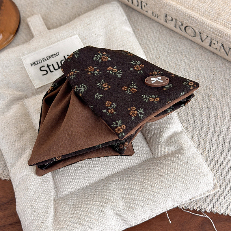 E廠-韓國秋冬復古設計感碎花三角抓夾氣質百搭扎馬尾美拉德鯊魚夾髮夾「27648」25.11-1