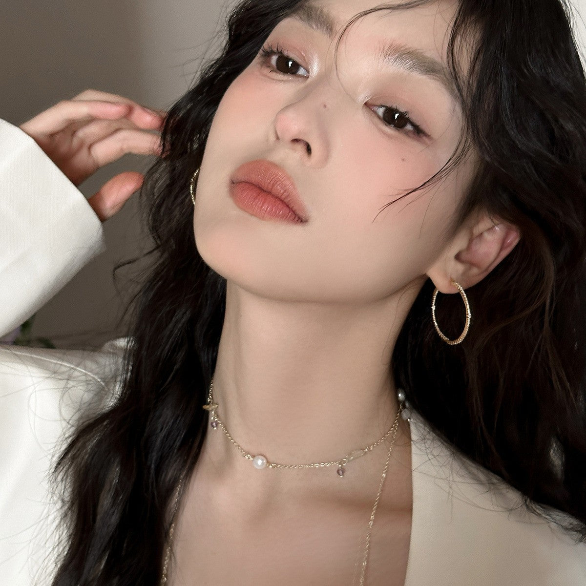 C廠-925銀針歐美大耳圈女簡約時尚百搭鋯石耳環ins小眾高級感網紅耳飾「EH-4102」25.10-1