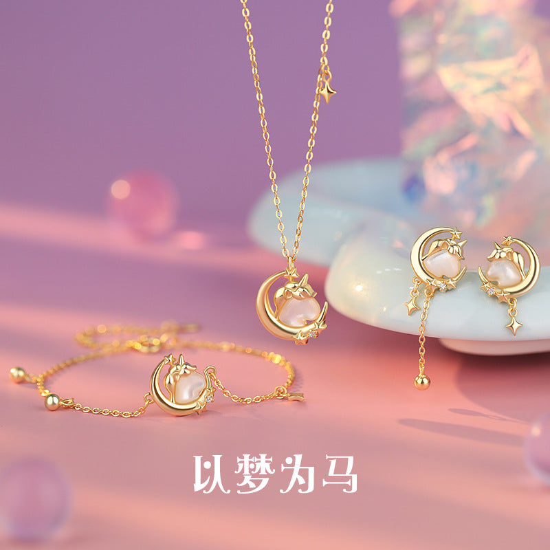 D廠-原創S999足銀 {以夢為馬} 女輕奢可愛甜美韓版法式獨角獸首飾「YC2200N_1 YC4829E_1 YC5416SL_1」25.10-1