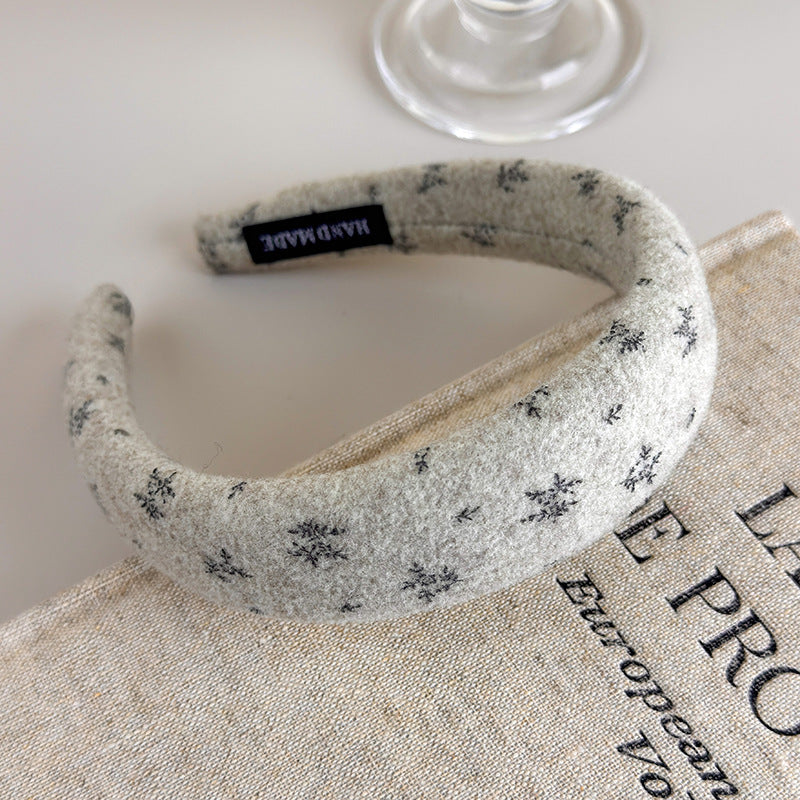 E廠-復古時尚秋冬針織小碎花海綿髮箍女外出壓髮卡氣質百搭高顱頂頭箍「27633」25.11-1