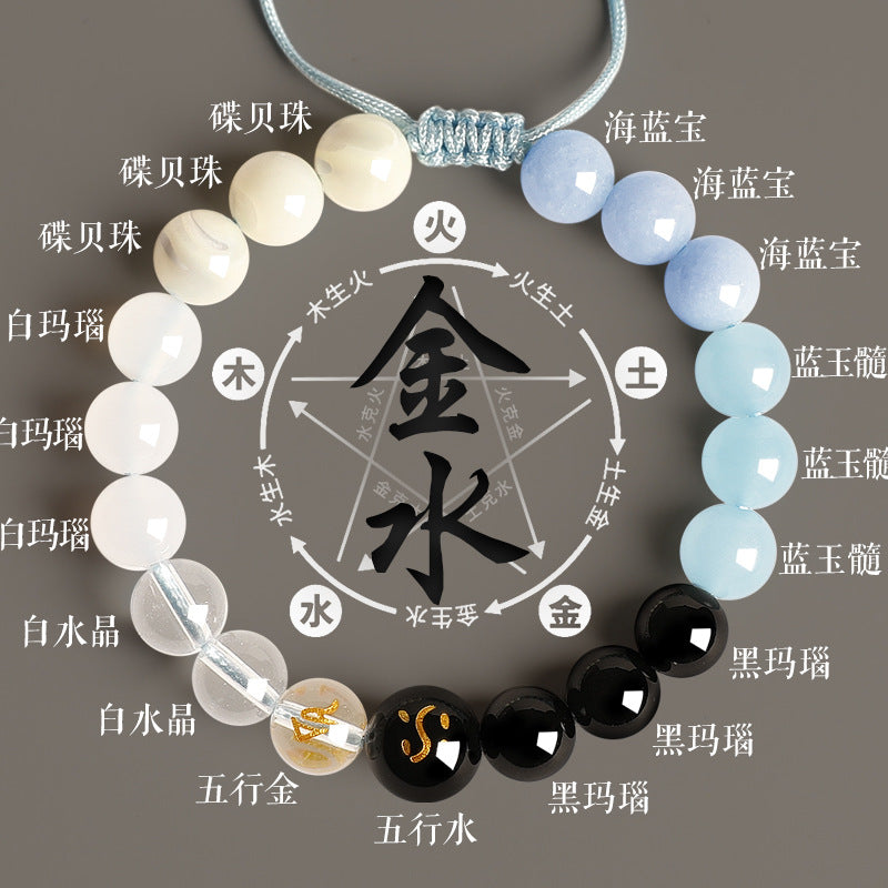 AS廠-普陀山五行補火土多寶手串補缺喜用金水土木火土木黃水晶手鍊女「SL6471」25.07-3