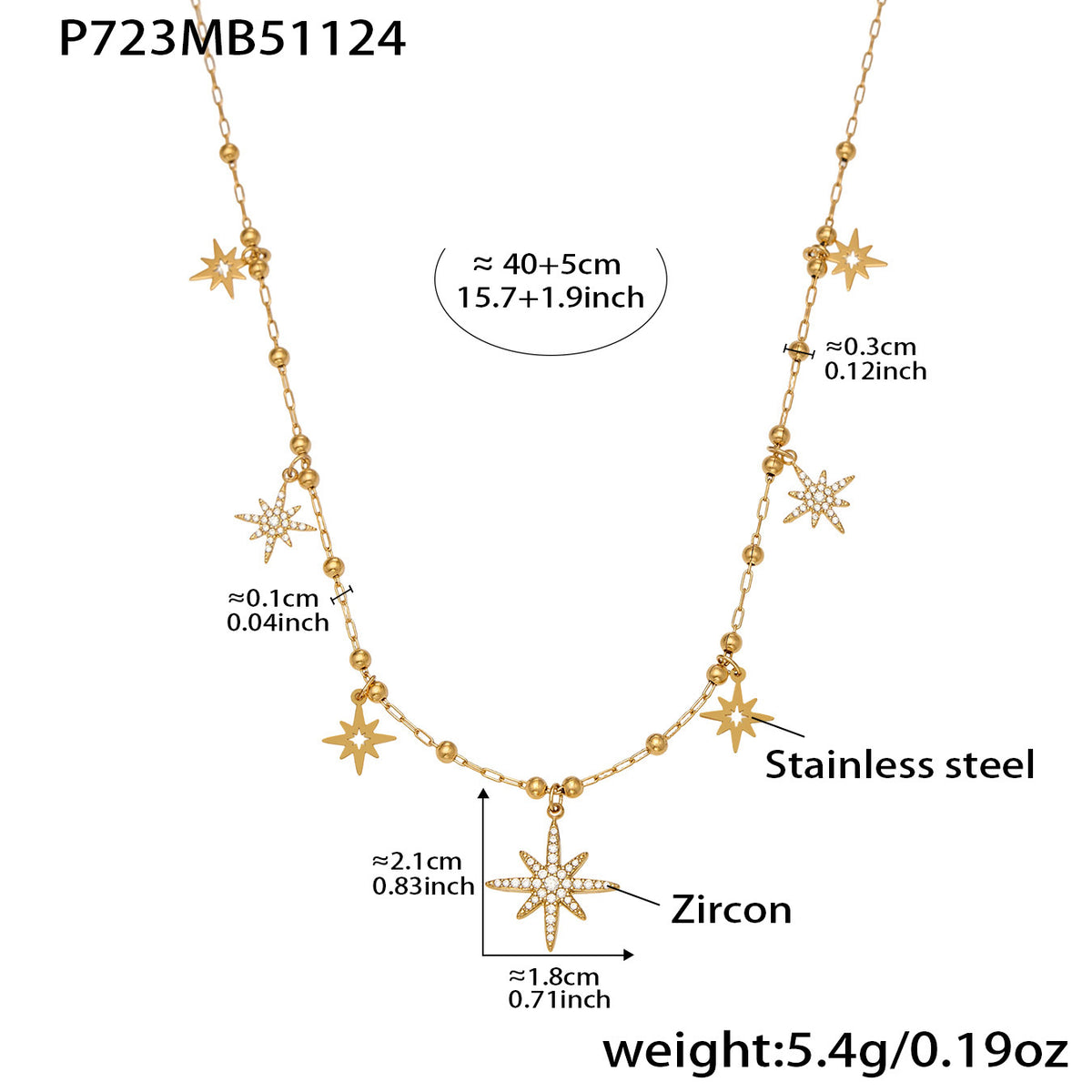 B廠-不鏽鋼DIY多配件鑲嵌鋯石吊墜十字夾珠項鍊鍍18k真金跨境時尚飾品「P732」25.11-4