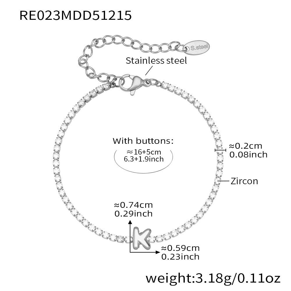 B廠-爆閃爪鑲鋯石26字母手鍊 不鏽鋼鍍18k真金時尚精緻氣質珠寶首飾女「RE023」25.12-3