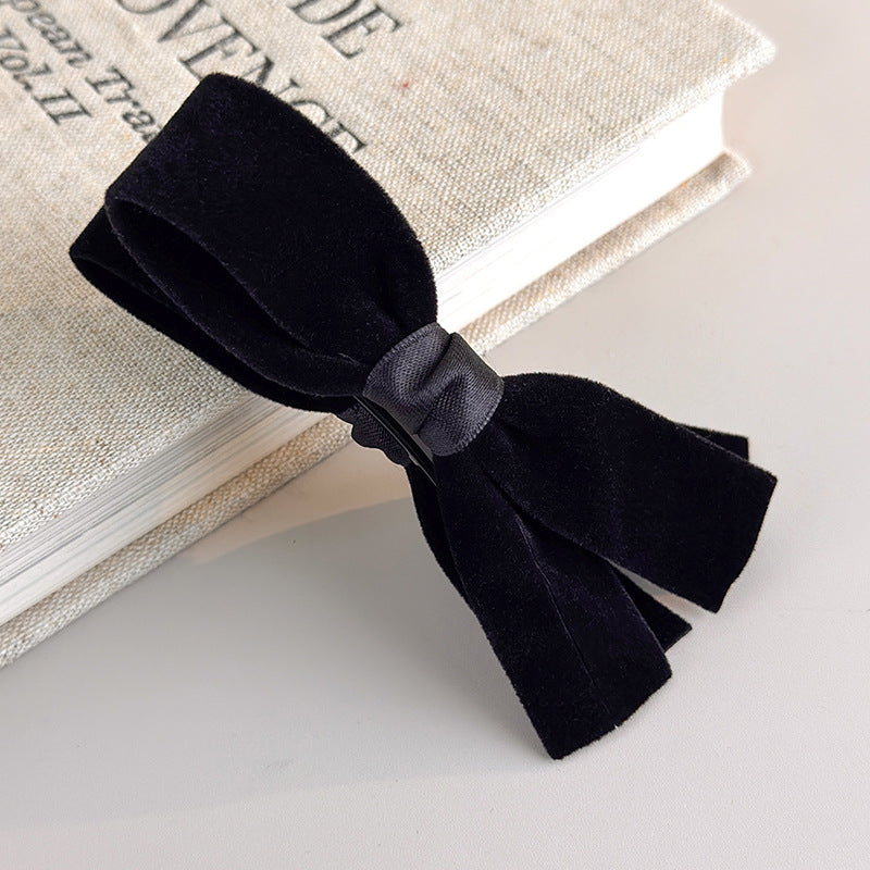 E廠-簡約復古絲絨蝴蝶結香蕉夾女後腦勺高級感髮飾氣質百搭馬尾夾髮卡「27757」25.12-1