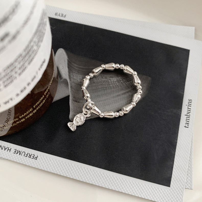 C廠-韓國輕奢小眾老花四葉草糖果十字架愛心大象米珠彈力S925純銀戒指「RC」25.11-4