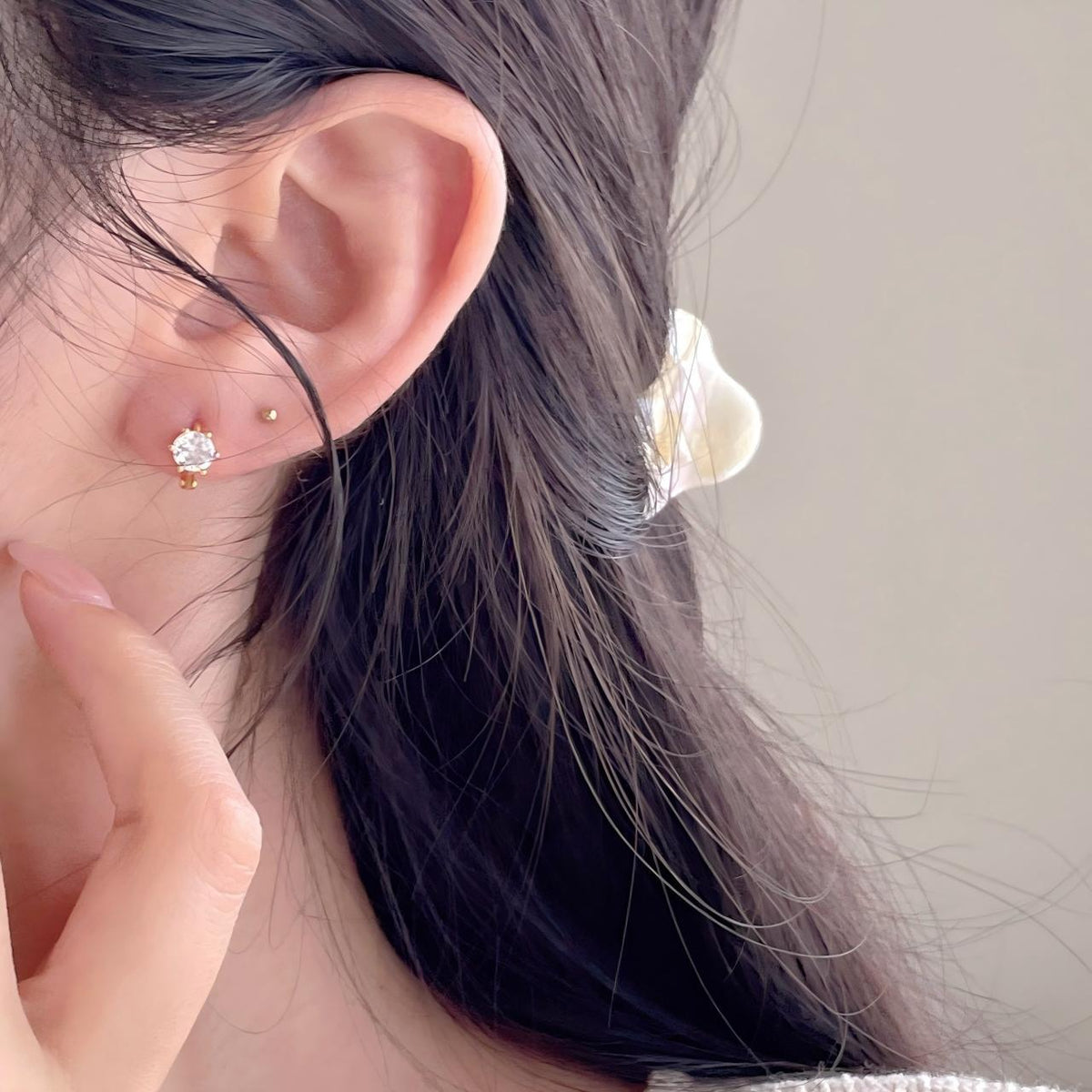 F廠-韓國韓版925純銀六爪鋯石耳扣耳釘女簡約時尚ins風耳環「C1420」25.11-3