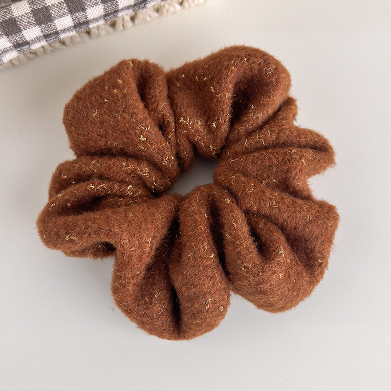 E廠-韓系秋冬彩色毛線針織金絲大腸髮圈女氣質超大丸子頭馬尾頭繩頭飾「27724」25.11-4