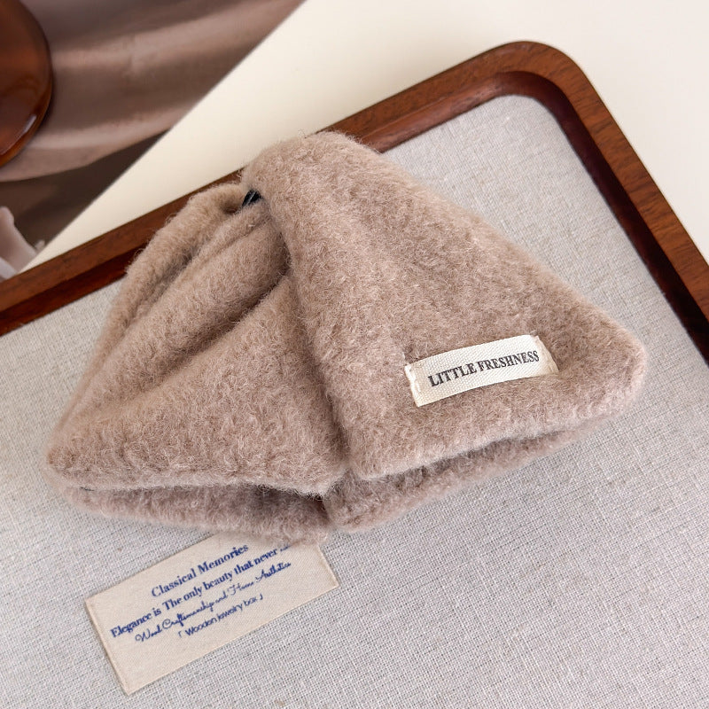 E廠-彩色毛呢三角抓夾女高級感2025新款大號鯊魚夾髮量大後腦勺盤髮夾「27721」25.11-4