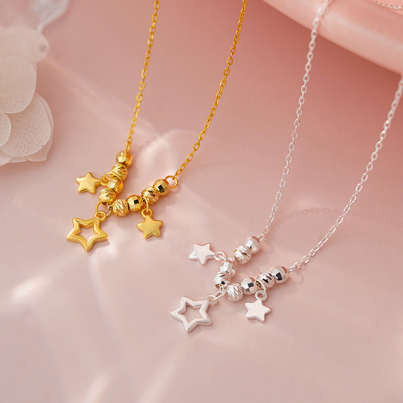 D廠-S925純銀輕奢星星項鍊女高級感優雅精緻氣質甜美鎖骨鏈批發「YC0534N_2」25.07-2