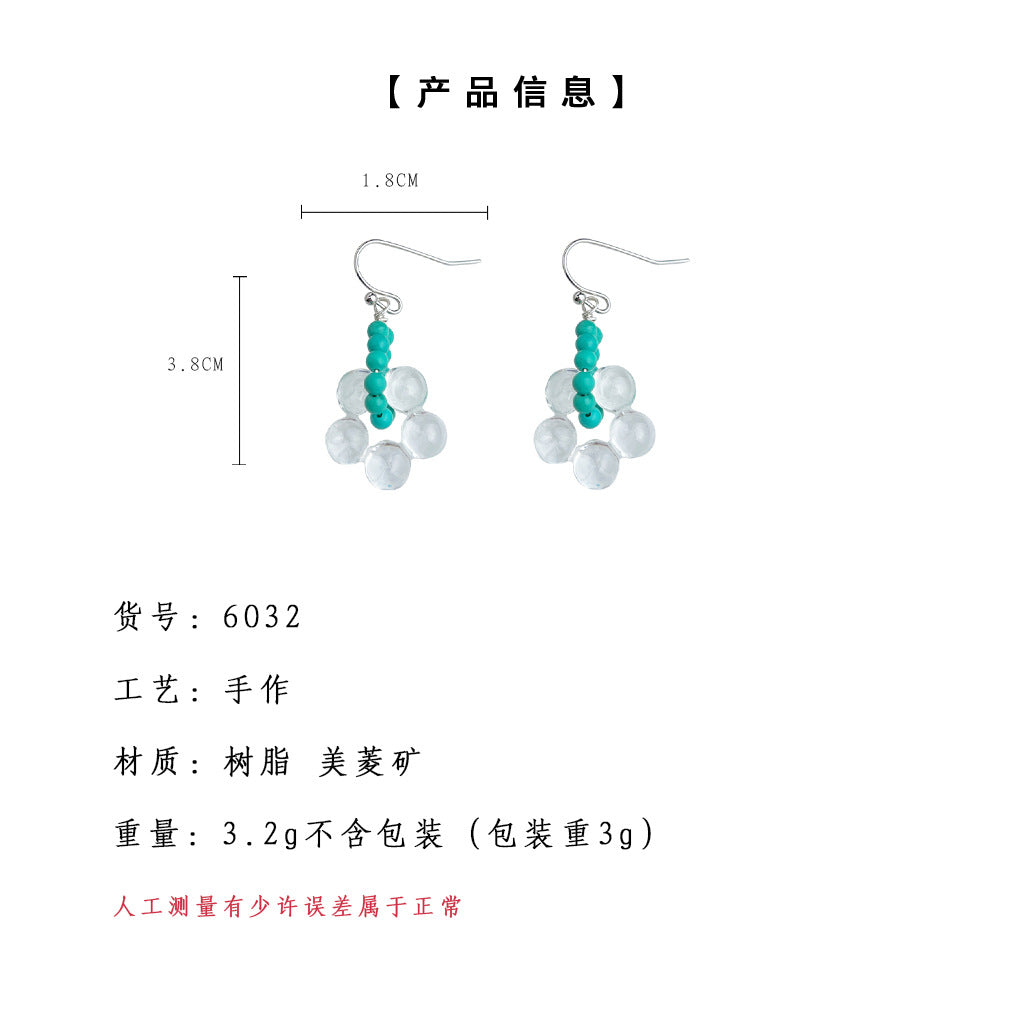 A廠-夏日新款透明質感手工耳飾小眾民族風設計師款耳環幾何飾品「6032」25.05-3