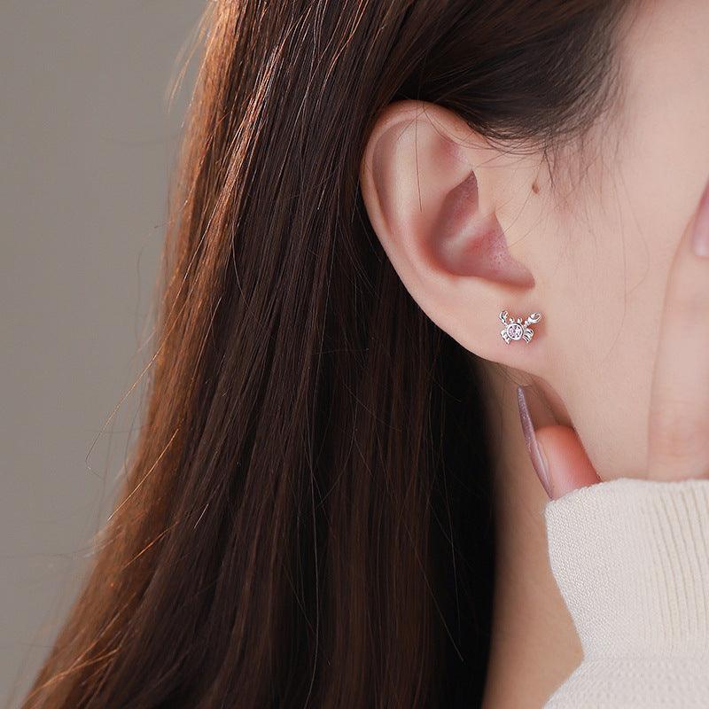 D廠-S999足銀可愛螃蟹女個性創意搞怪小眾設計小巧通勤耳飾「YC2408E_1」25.01-1