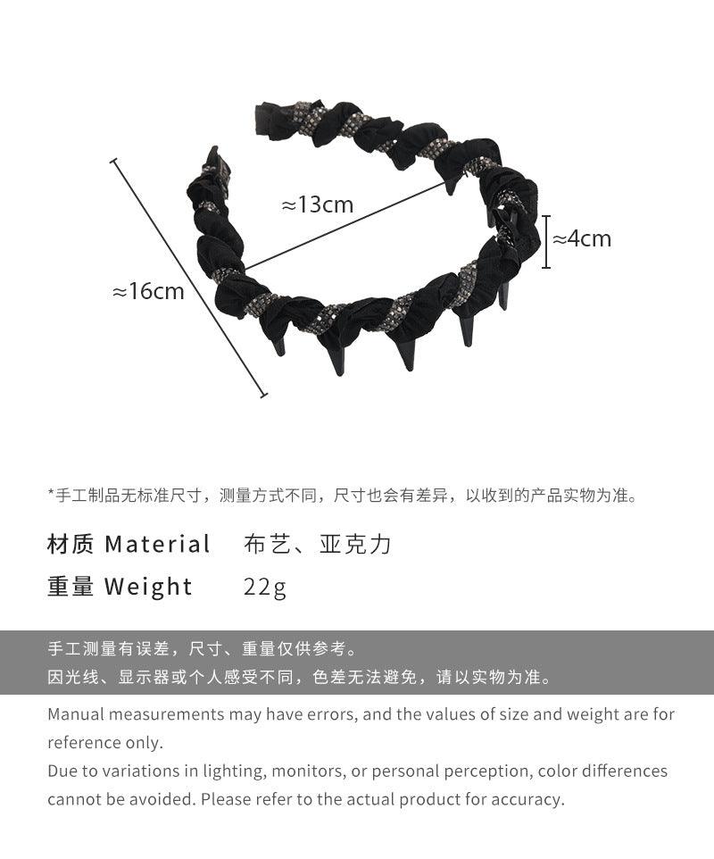 E廠-輕奢黑色纏繞布藝髮箍女2024新款氣質高級感壓髮帶齒防滑頭箍髮卡「26706」25.03-4