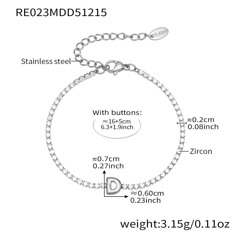 B廠-爆閃爪鑲鋯石26字母手鍊 不鏽鋼鍍18k真金時尚精緻氣質珠寶首飾女「RE023」25.12-3