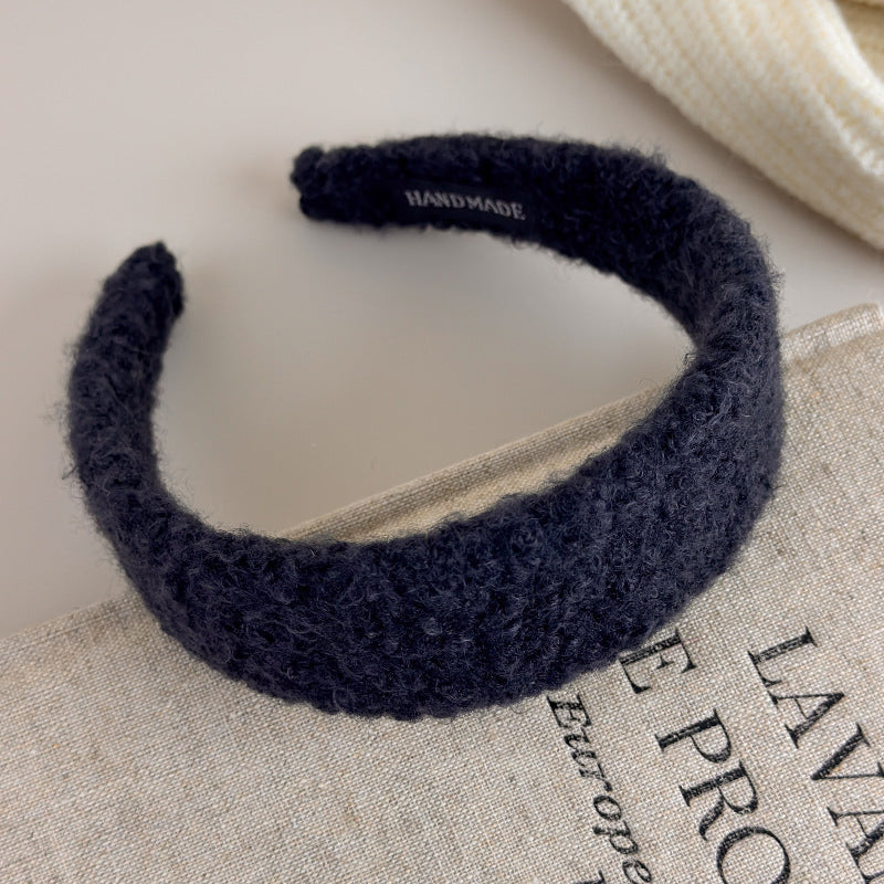 E廠-2025新款秋冬毛毛絨絨羊卷毛頭箍寬邊壓髮卡髮捆頭飾高顱頂髮箍女「27649」25.11-1