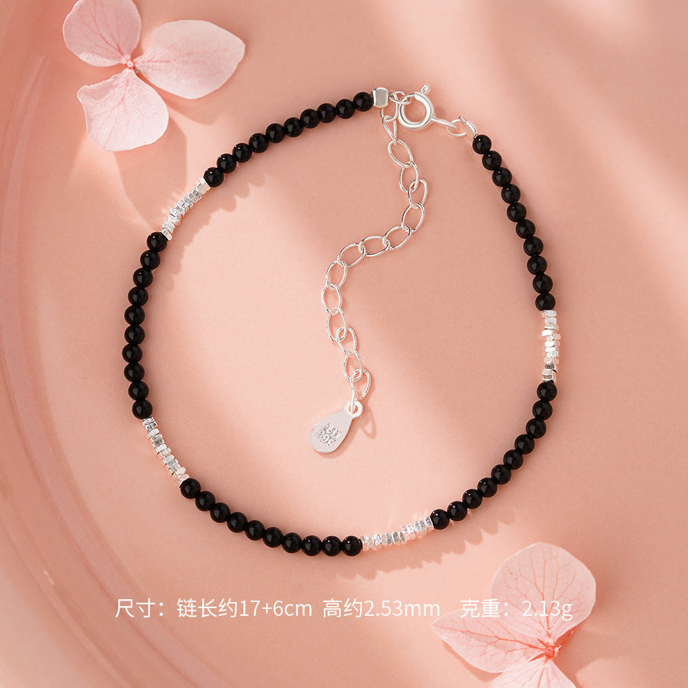 D廠-足銀S999瑪瑙碎銀情侶手鍊新中式極簡淡雅文藝氣質手飾「YC4745SL_1」25.11-4