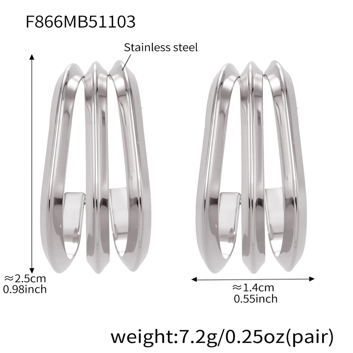 B廠-ins風小眾設計三層愛心形耳環不鏽鋼18k鍍金耳釘不掉色耳飾「F753」25.11-1