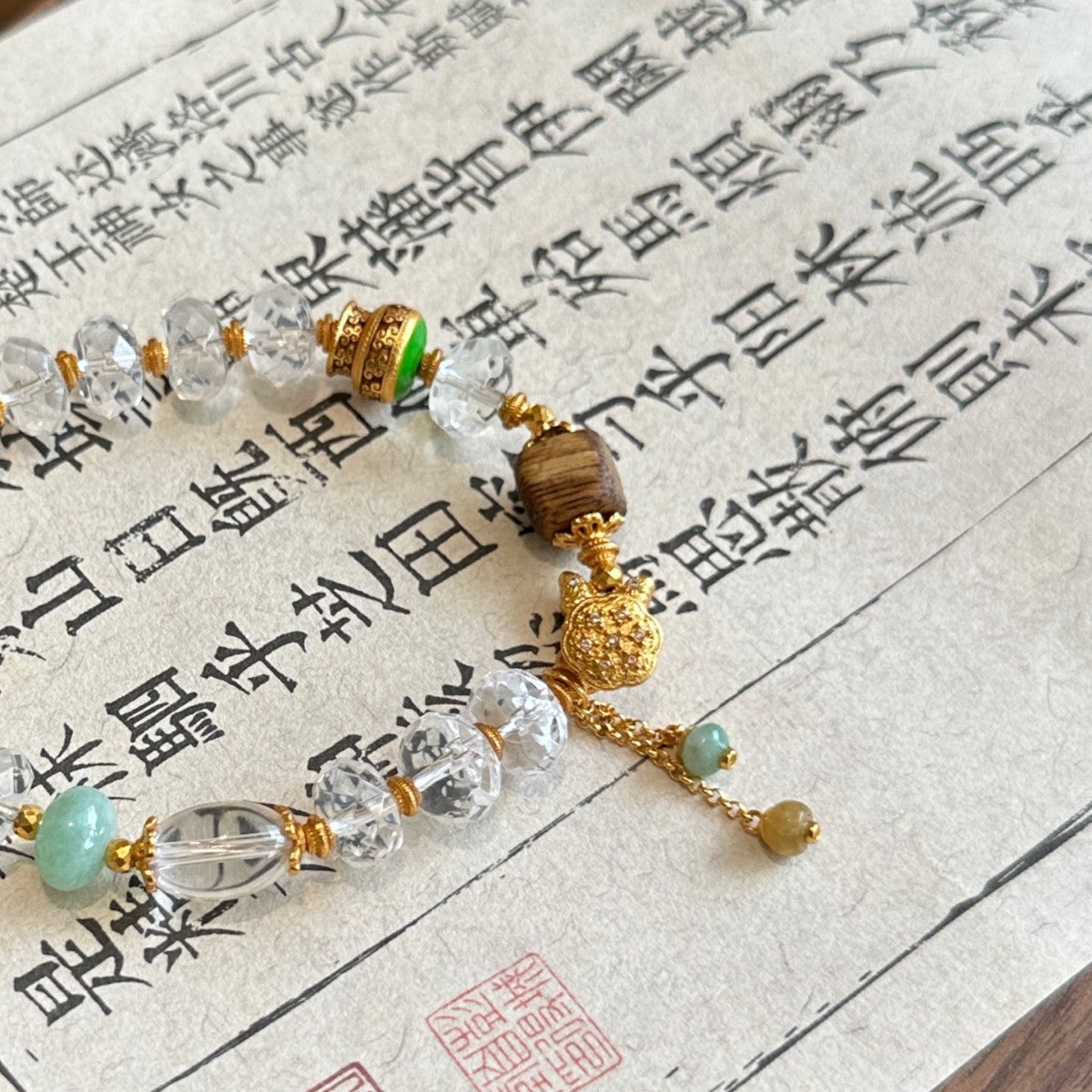 AS廠-天然白水晶沈香翡翠文玩新中式國風手串手鍊批發廠家直銷「2750」25.09-3