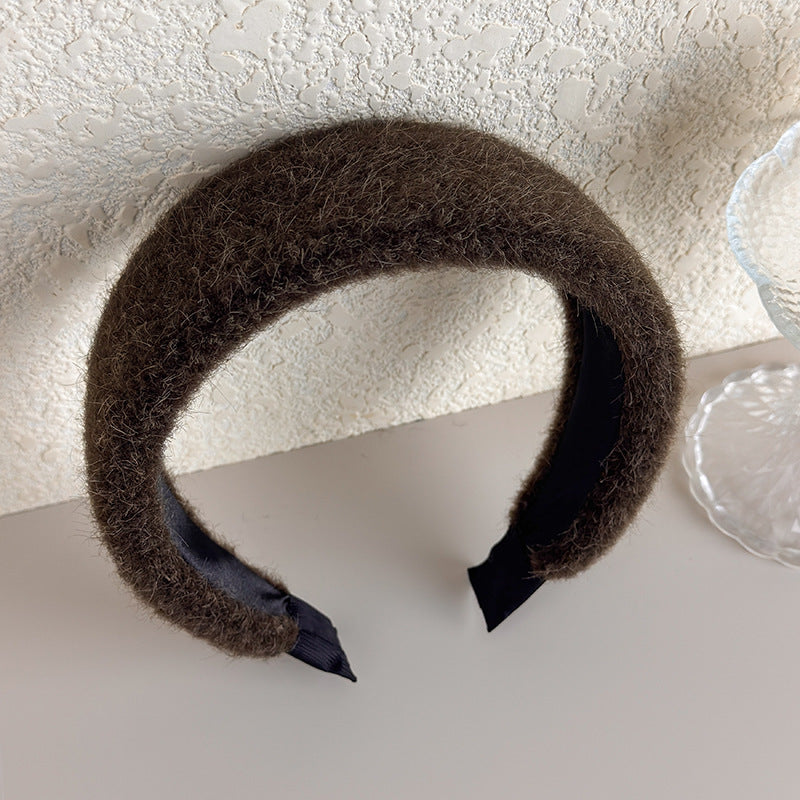 E廠-秋冬細毛絨加厚寬邊髮箍女2025新款高顱頂頭箍氣質百搭髮卡髮飾「27710」25.11-3