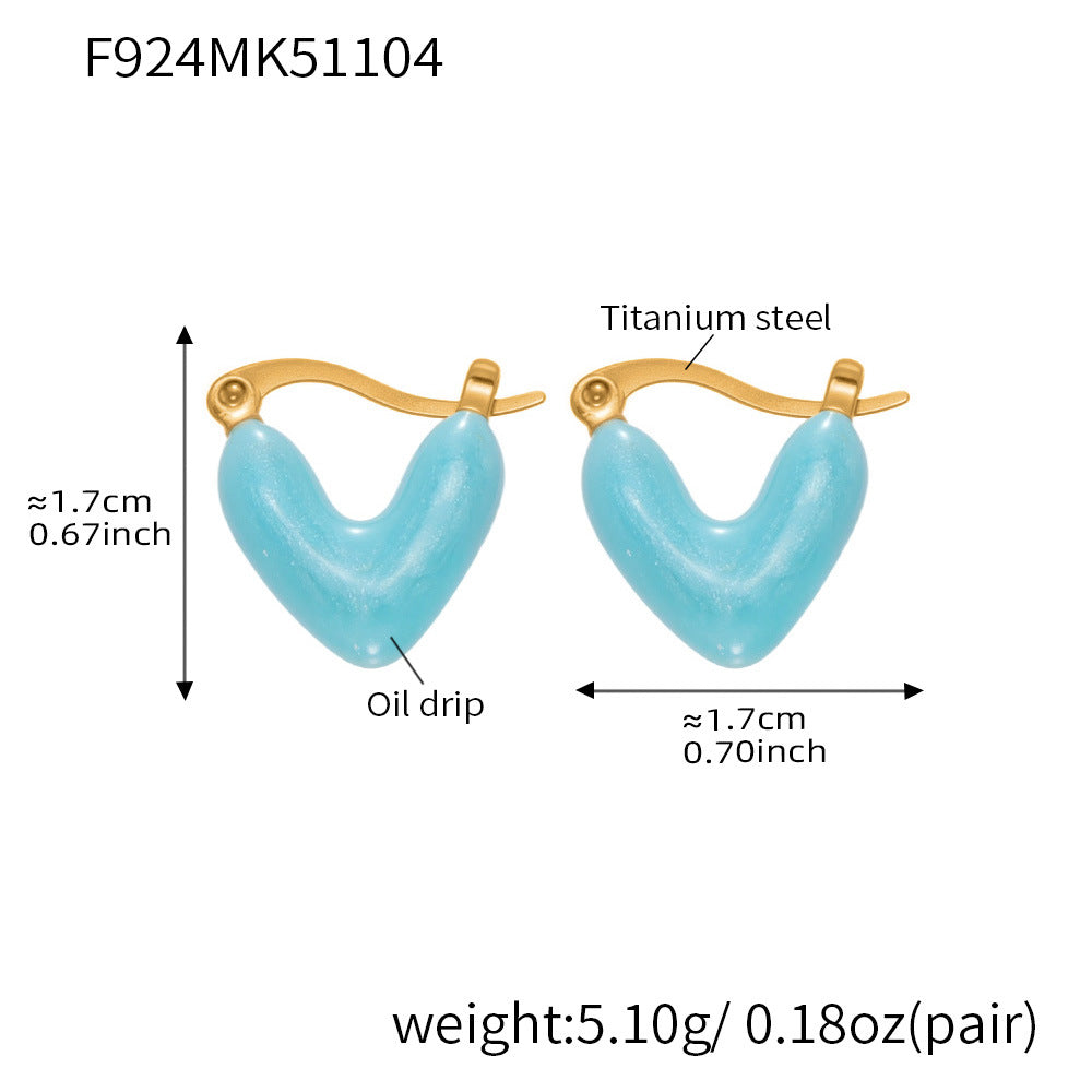 B廠-ins跨境熱銷款不對稱滴油愛心耳環輕奢高質感耳扣鍍18k真金「F924」25.11-2