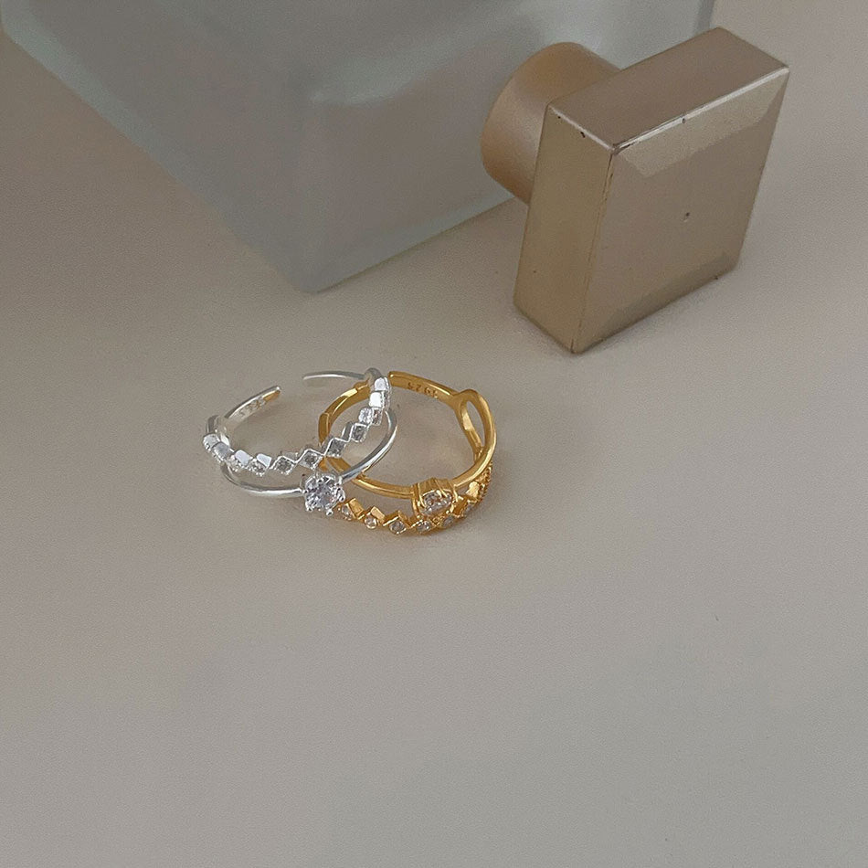 F廠-韓版飾品925純銀鋯石戒指個性小紅書INS個性戒指指環首飾「J1428」25.08-4