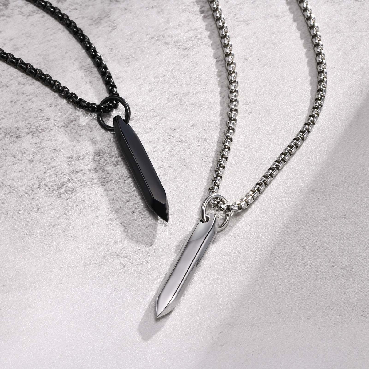 G廠-不鏽鋼尖頭6邊形釘子吊墜鋼色男士項鍊 個性簡約時尚「PN-1832」25.08-4