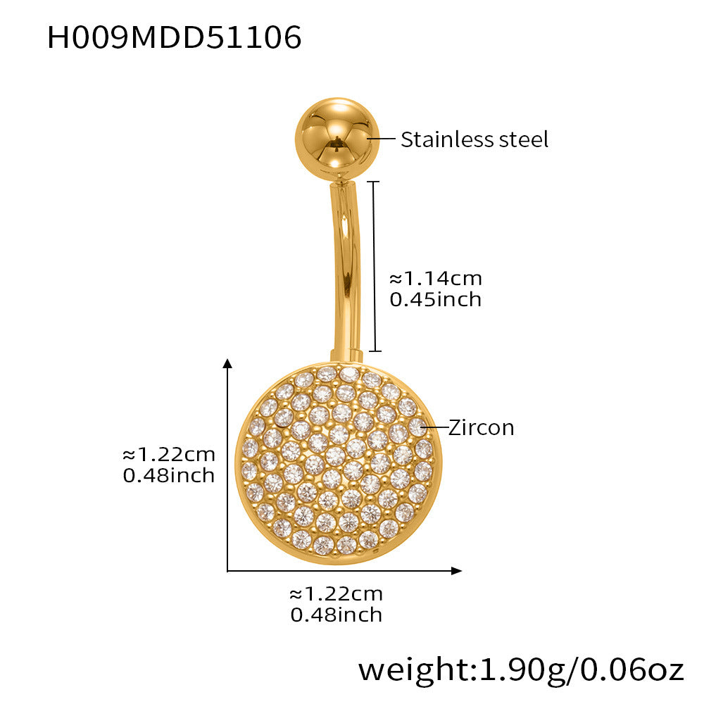 B廠-跨境新款多元素滿鑽鋯石肚臍釘不鏽鋼鍍18k金歐美穿刺飾品「H009」25.11-2