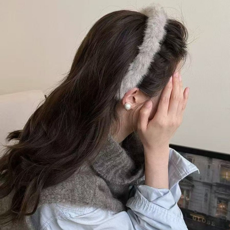 E廠-毛絨波浪髮箍帶齒防滑蓬松紋理感頭箍女秋冬氣質豹紋髮窟洗臉髮卡「27440」25.09-2