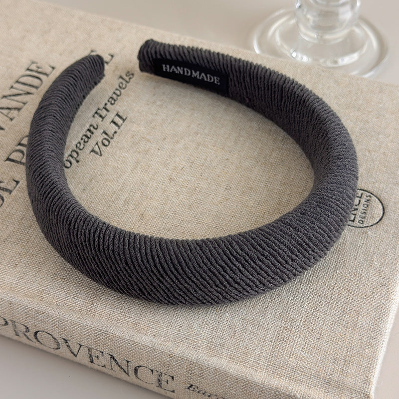 E廠-復古螺紋高顱頂海綿髮箍女款百搭外出寬邊網紅2025年新款氣質頭箍「21924」25.11-2