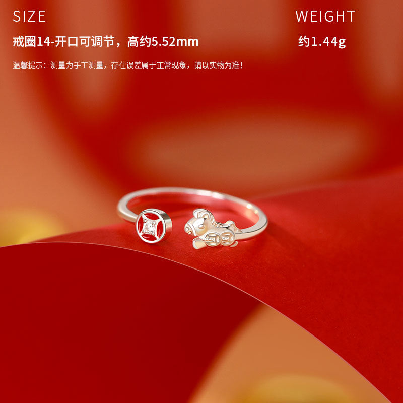 D廠-原創S999足銀小馬錢幣項鍊復古輕奢躍馬轉金耳環戒指本命年首飾批發「YC3989E_1 YC10302E_1 YC2294N_1」25.11-2