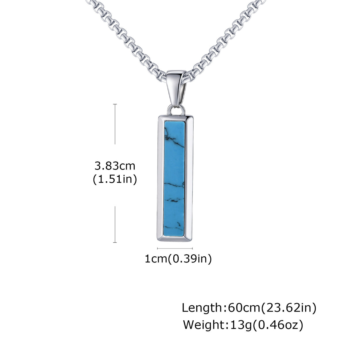 G廠-批發歐美跨境男士時尚百搭不鏽鋼瑪瑙綠松石幾何吊墜項鍊「PN-2221」25.11-1