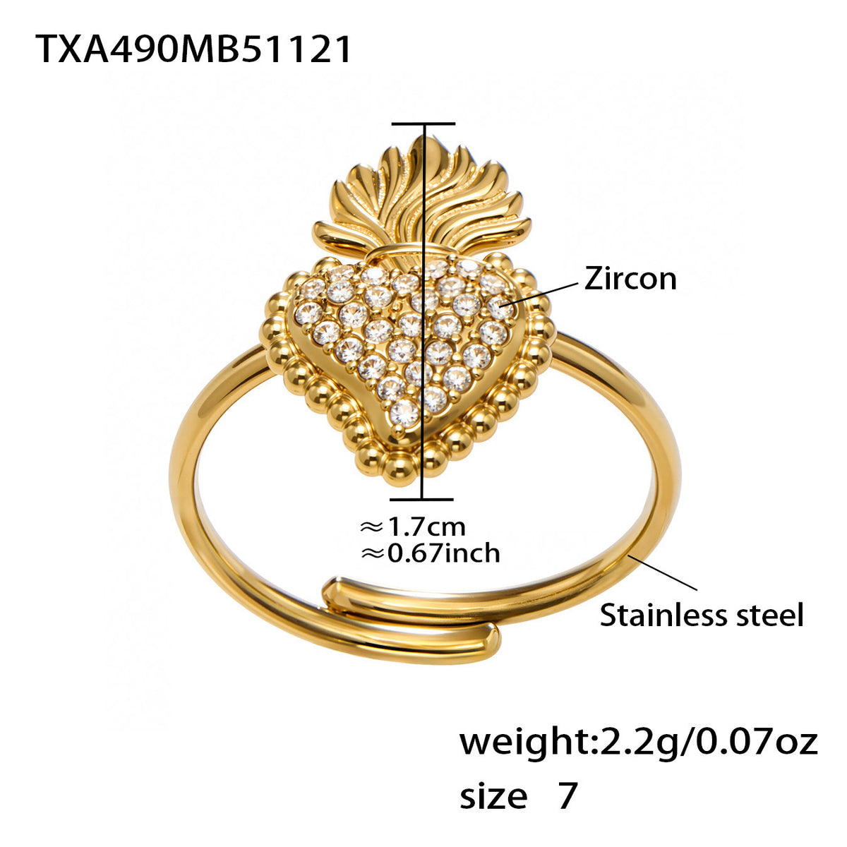 B廠-5A鋯石愛心皇冠吊墜項鍊耳環手鍊戒指套裝不鏽鋼鍍18k真金「TXP490」25.11-4