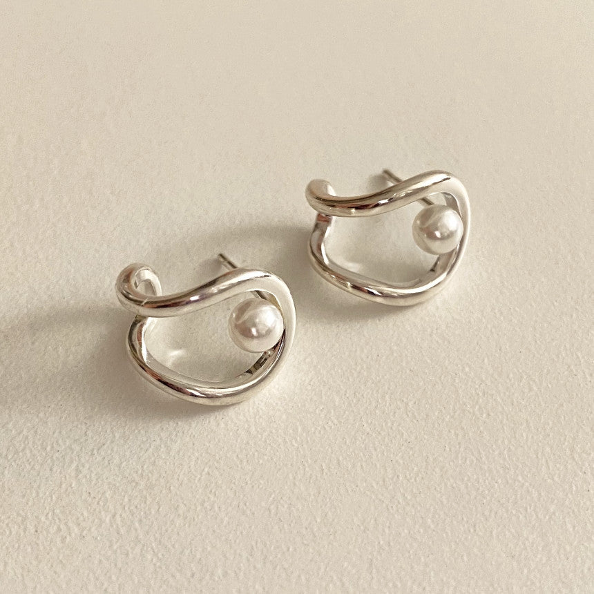 F廠-韓國韓版925純銀人造珍珠耳釘耳扣簡約氣質ins風耳釘「C1231」25.10-5