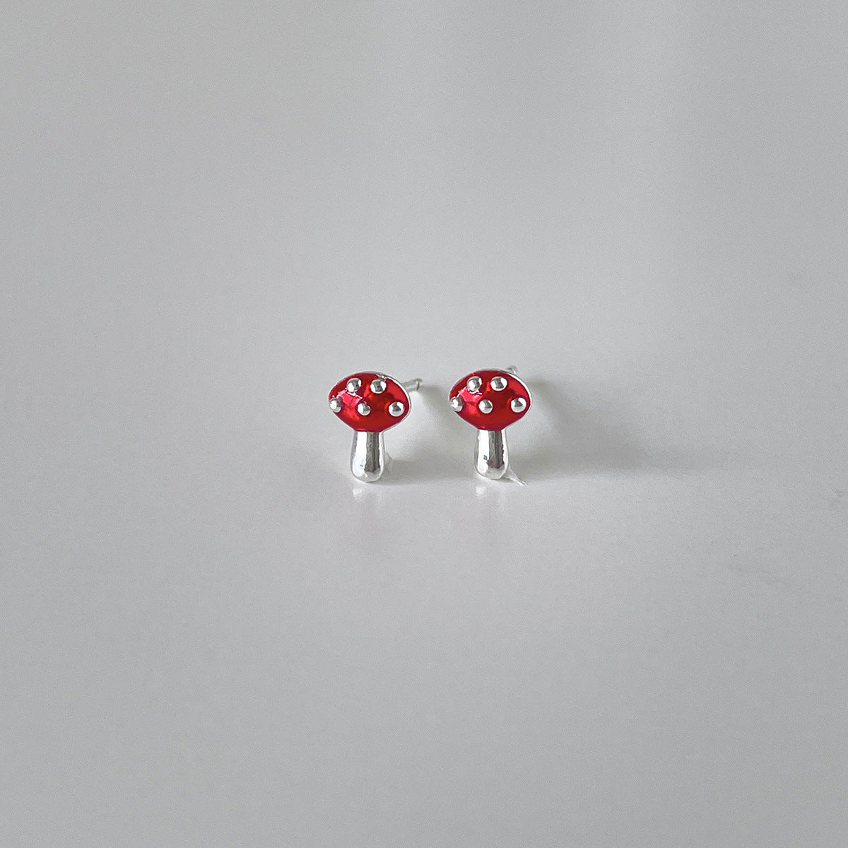 C廠-925銀針森系小清新幸運草耳釘女日常百搭可愛小蘑菇耳環精緻耳飾「EH-4232」25.10-3