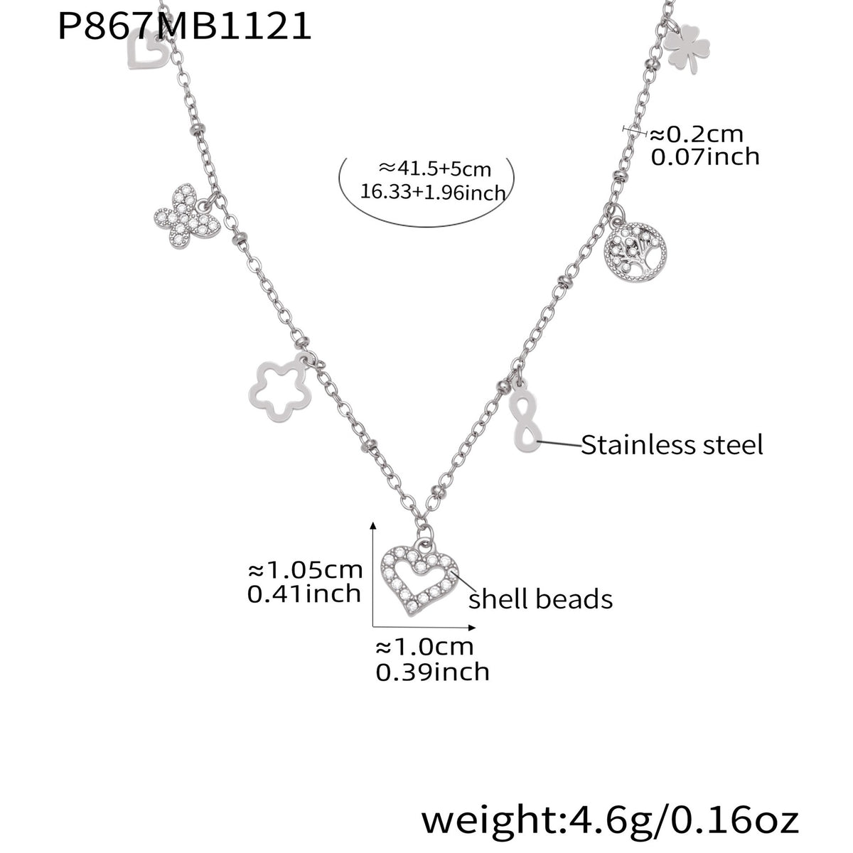 B廠-跨境新款靈動愛心滿鑽鋯石吊墜雙層鎖骨項鍊不鏽鋼鍍18k金「P874」25.11-4