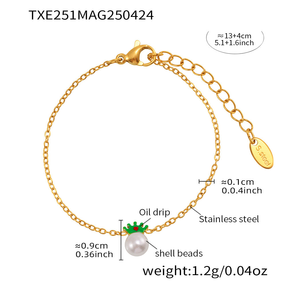 B廠-皇冠貝珠項鍊手鍊耳釘戒指小眾設計兒童飾品小清新可愛套裝「TXP251」25.05-1