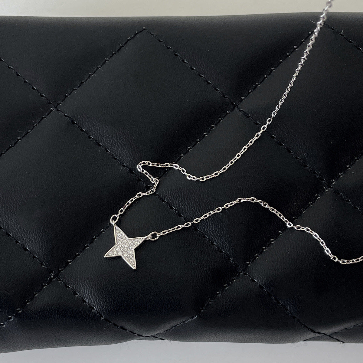 C廠-閃鑽星星純銀項鍊ins小眾設計輕奢高級感氣質鎖骨鏈簡約百搭頸鏈「XL-1229」25.11-1
