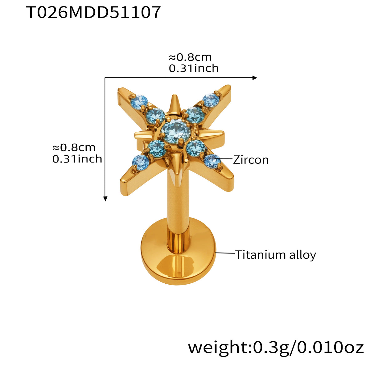 B廠-撒旦的孩子美人魚穿刺唇釘女鈦合釘甜酷辣妹唇環鈦合金飾品「T009」25.11-2